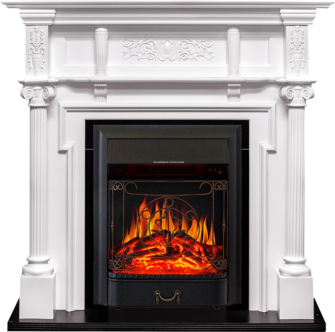 Фото Каминокомплект Oxford - Белый с очагом Majestic FX Black Линейные очаги ROYAL FLAME heatsystems.ru